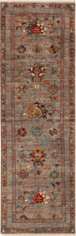 Modern Central Asian Floral Runner Rug Modern Central Asian Floral Runner Rug 12429 by Nazmiyal Rugs