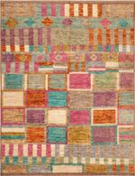 Modern Central Asian Geometric Gridded Rug Modern Central Asian Geometric Gridded Rug 12382 by Nazmiyal Rugs
