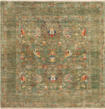 Modern Central Asian Green Floral Rug Modern Central Asian Green Floral Rug 12433 by Nazmiyal Rugs