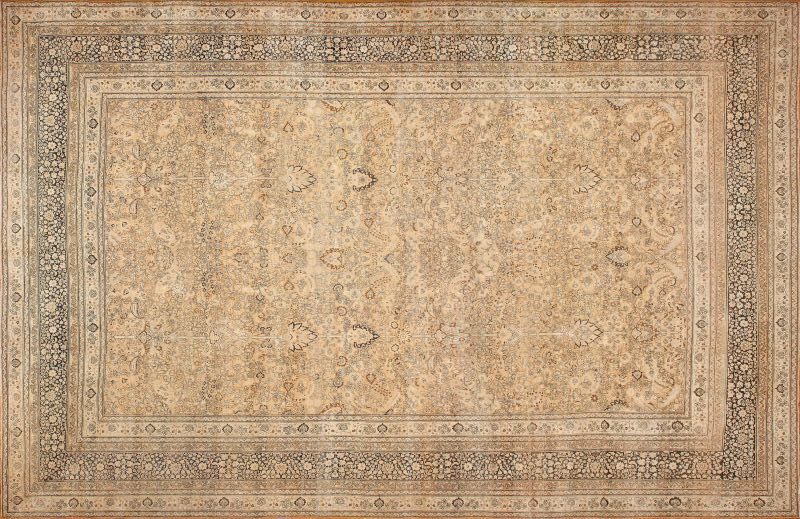 Oversized Neutral Tone Persian Tabriz Rug #49427 by Nazmiyal Antique Rugs
