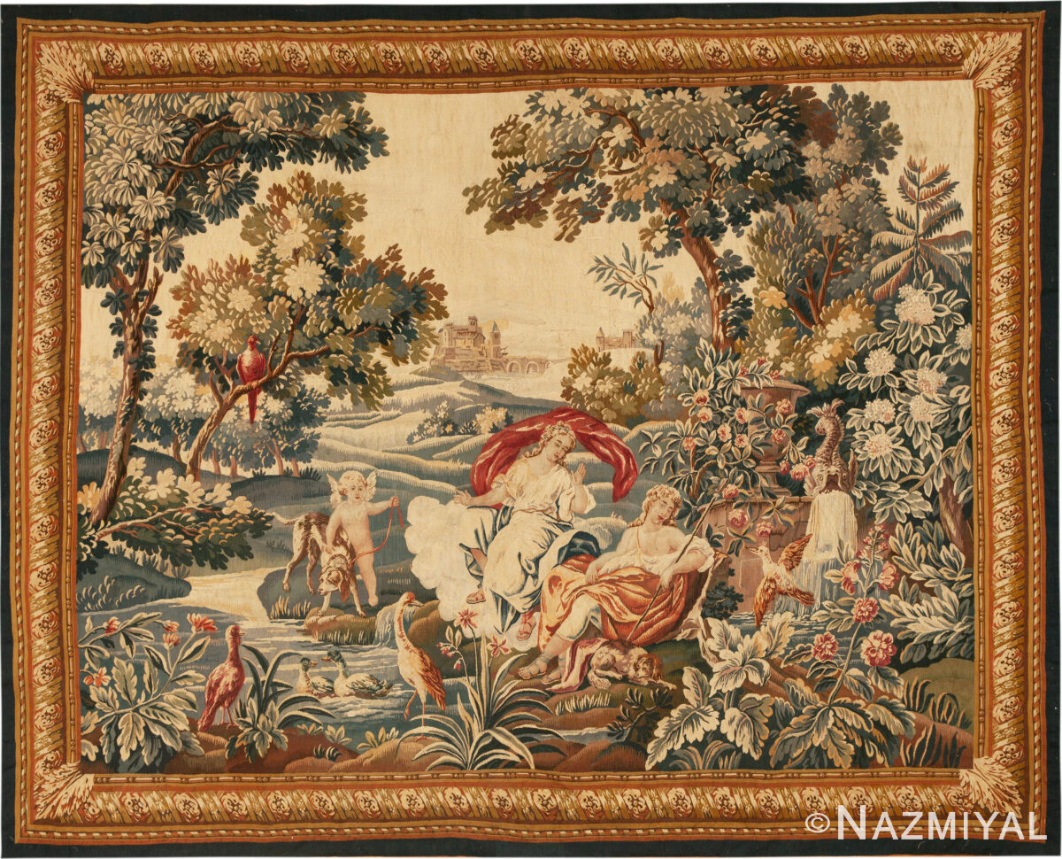 Antique Flemish Silk and Wool Tapestry 74080 by Nazmiyal Rugs