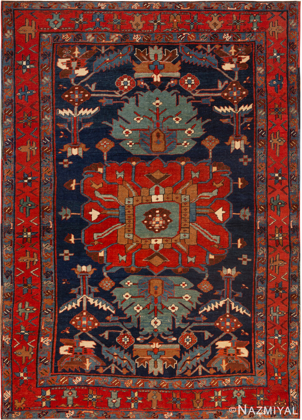 Antique Persian Heriz Rug 74099 by Nazmiyal Rugs