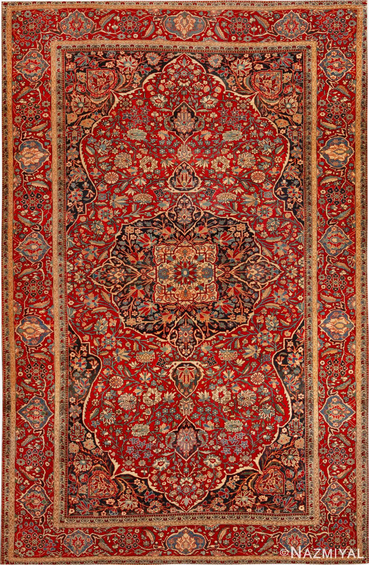 Antique Persian Mohtashem Kashan Rug 95039 by Nazmiyal Rugs