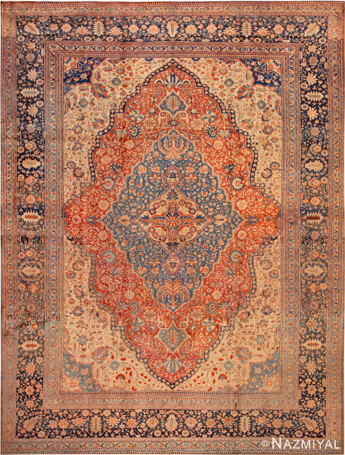 Antique Persian Mohtashem Kashan Rug 95095 by Nazmiyal Rugs