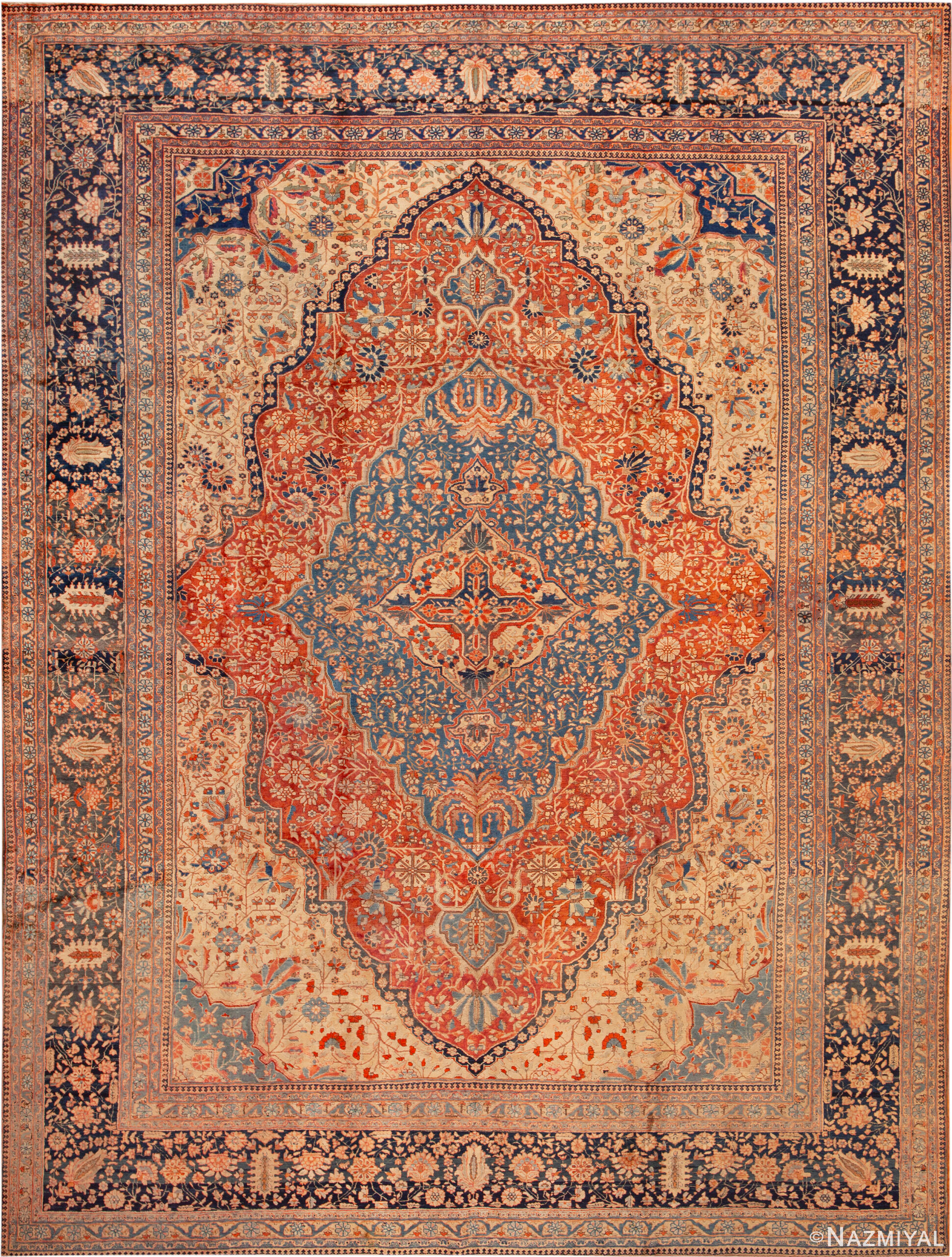 Antique Persian Mohtashem Kashan Rug 95095 by Nazmiyal Rugs