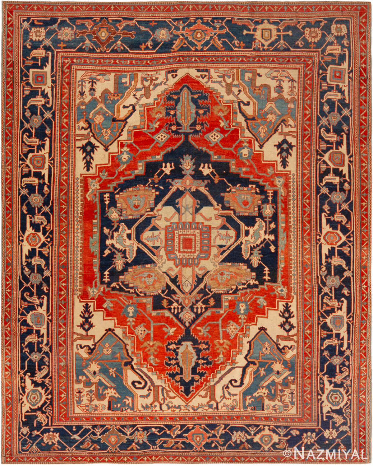 Antique Persian Serapi Rug 74096 by Nazmiyal Rugs