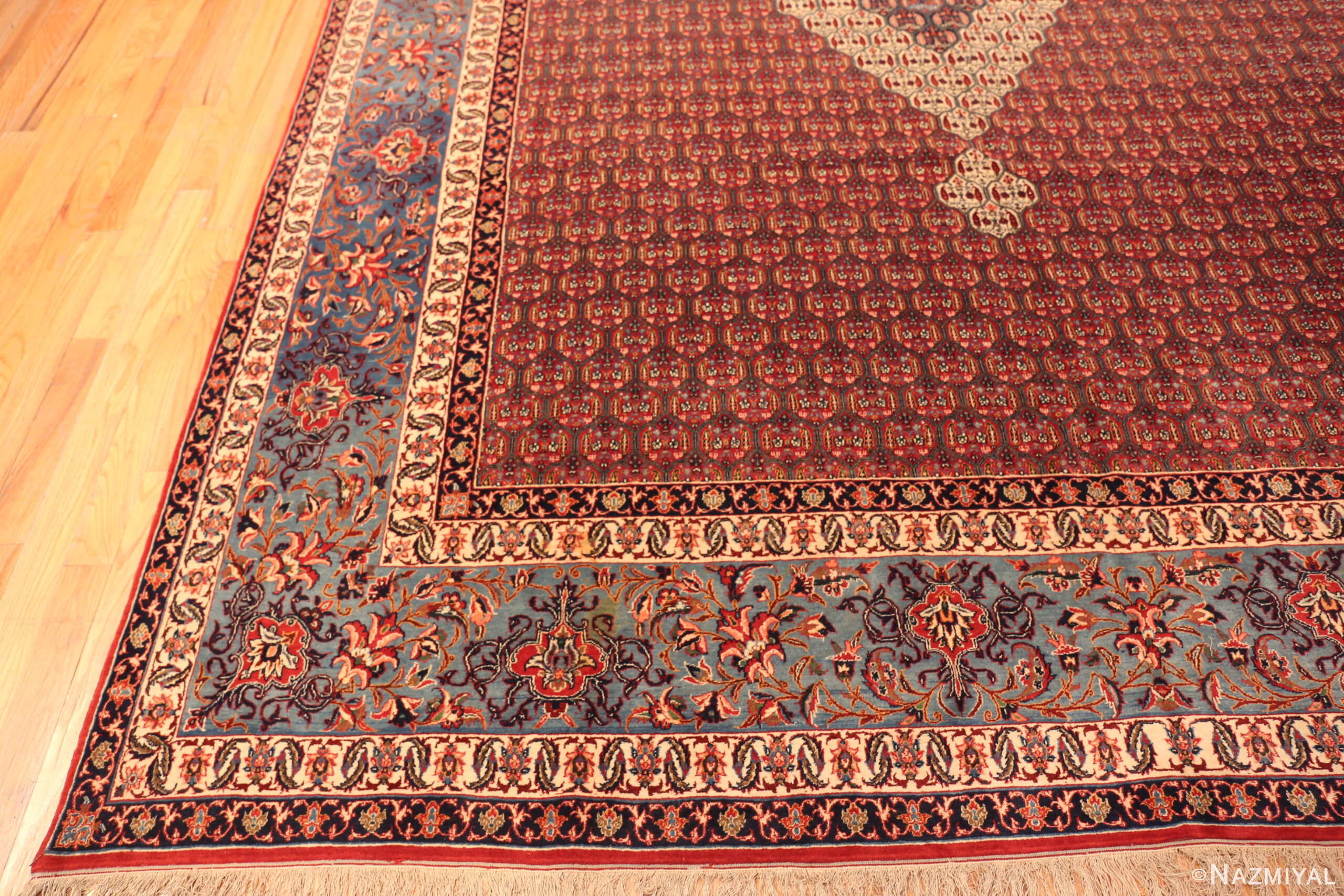 Corner of Vintage Persian Silk and Wool Isfahan Rug 95118 by Nazmiyal Rugs