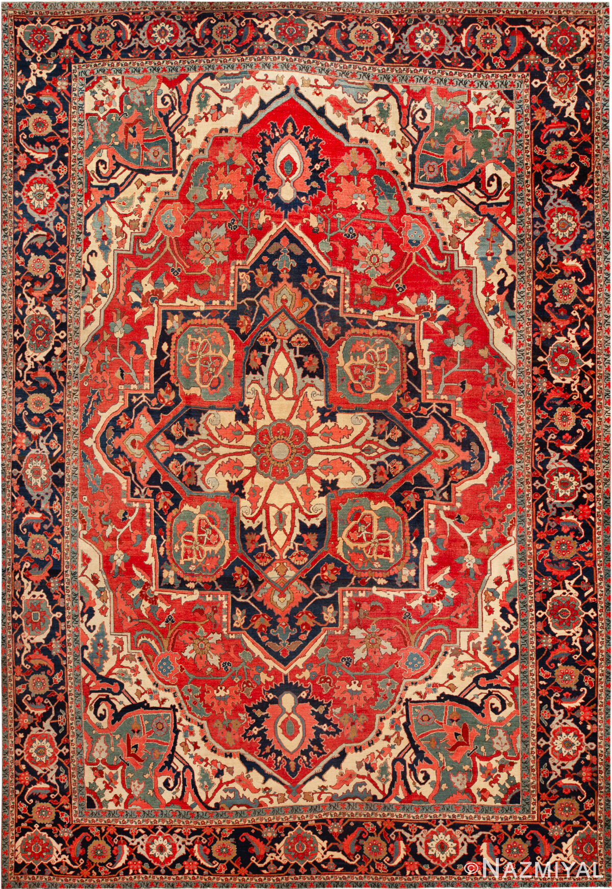 Large Antique Persian Heriz Rug 74045 by Nazmiyal Rugs