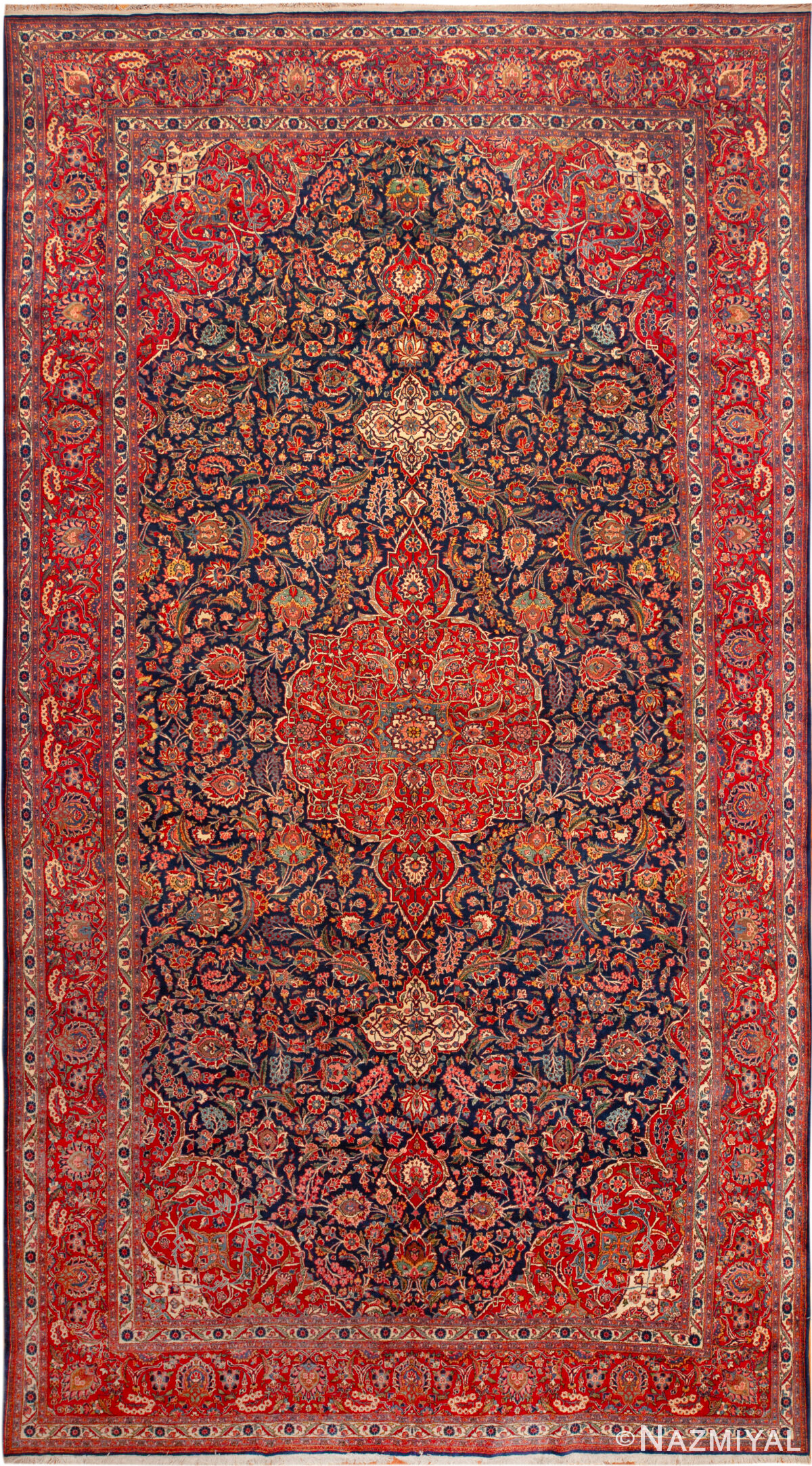 Large Antique Persian Kashan Rug 95125 by Nazmiyal Rugs