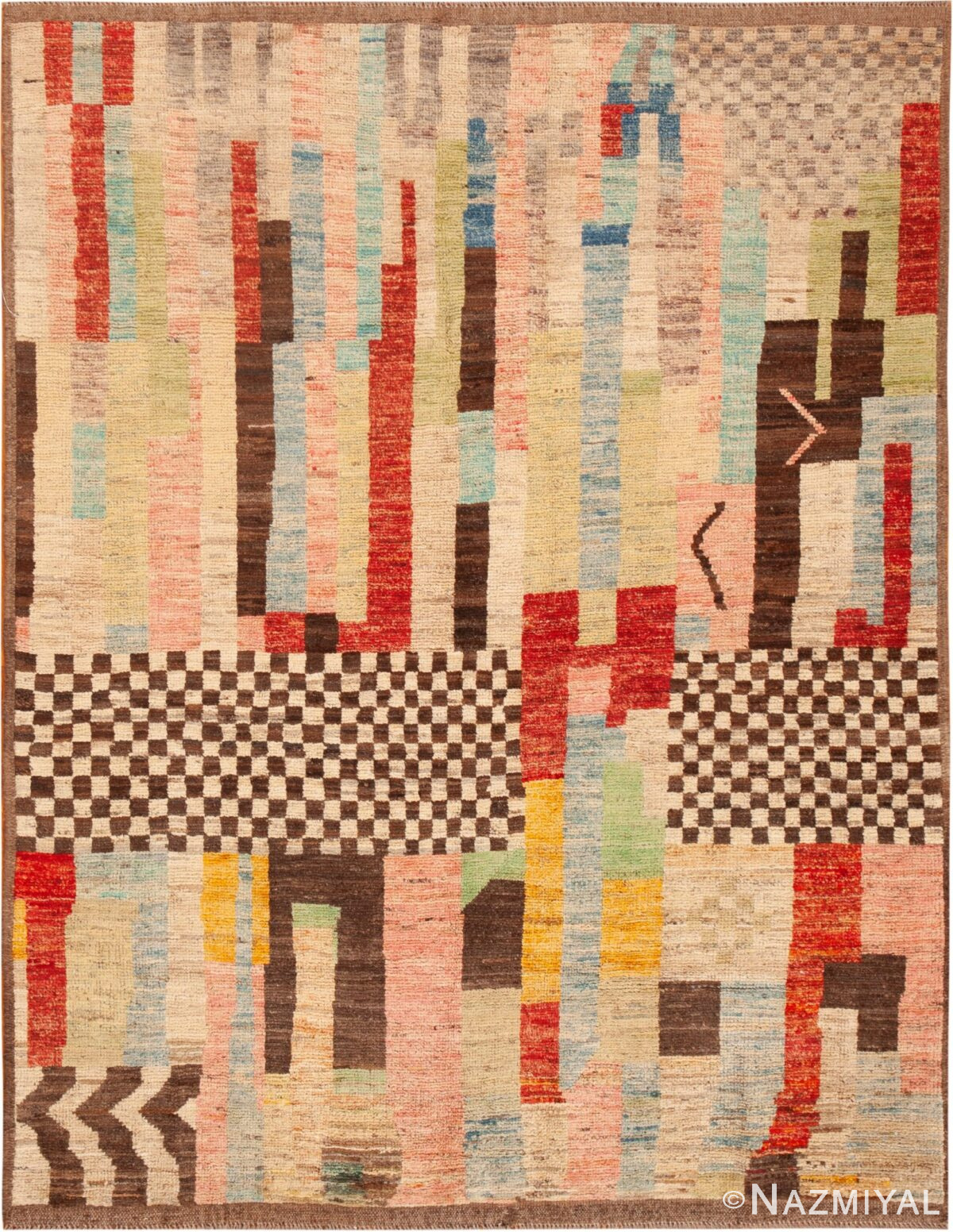 Modern Central Asian Abstract Geometric Rug 12381 by Nazmiyal Rugs
