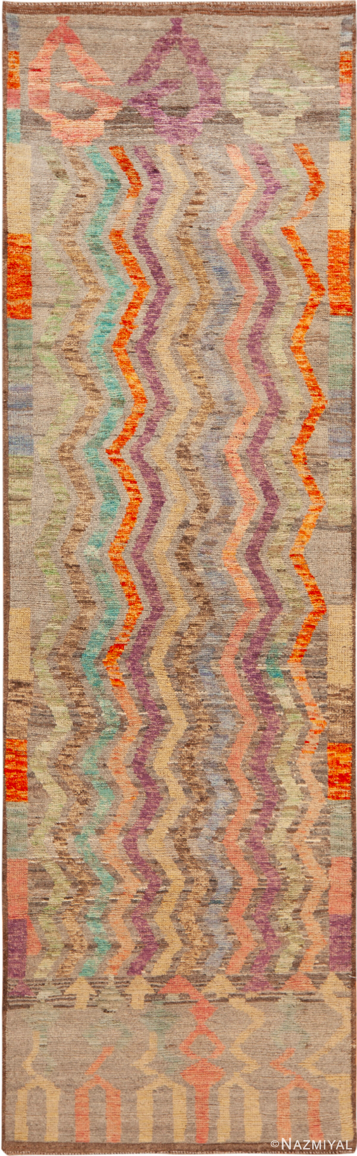 Modern Central Asian Abstract Runner Rug 12386 by Nazmiyal Rugs