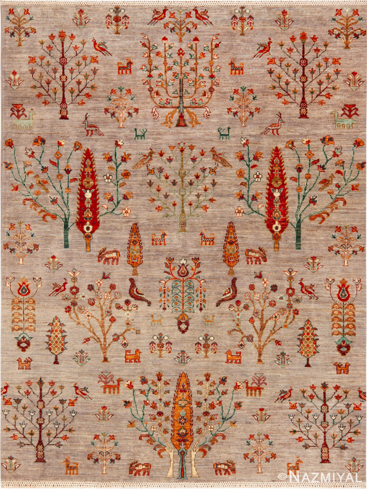 Modern Central Asian Cypress Tree Rug 12432 by Nazmiyal Rugs