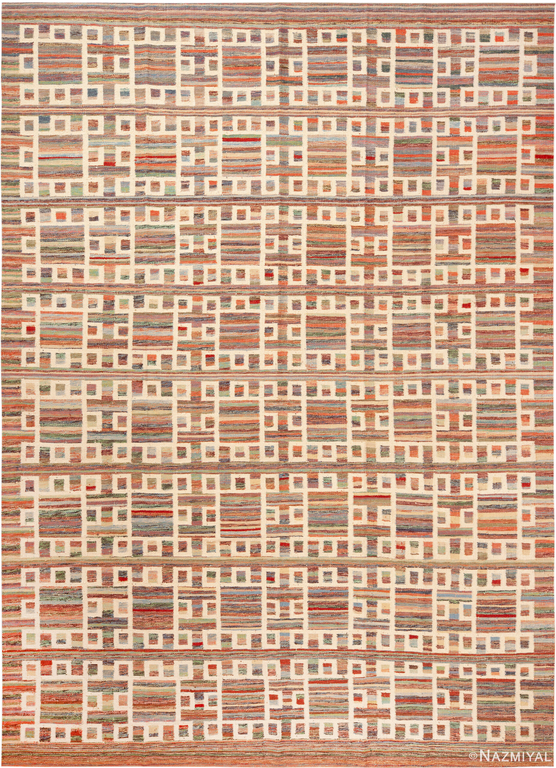 Modern Central Asian Swedish Style Kilim Rug 74069 by Nazmiyal Rugs