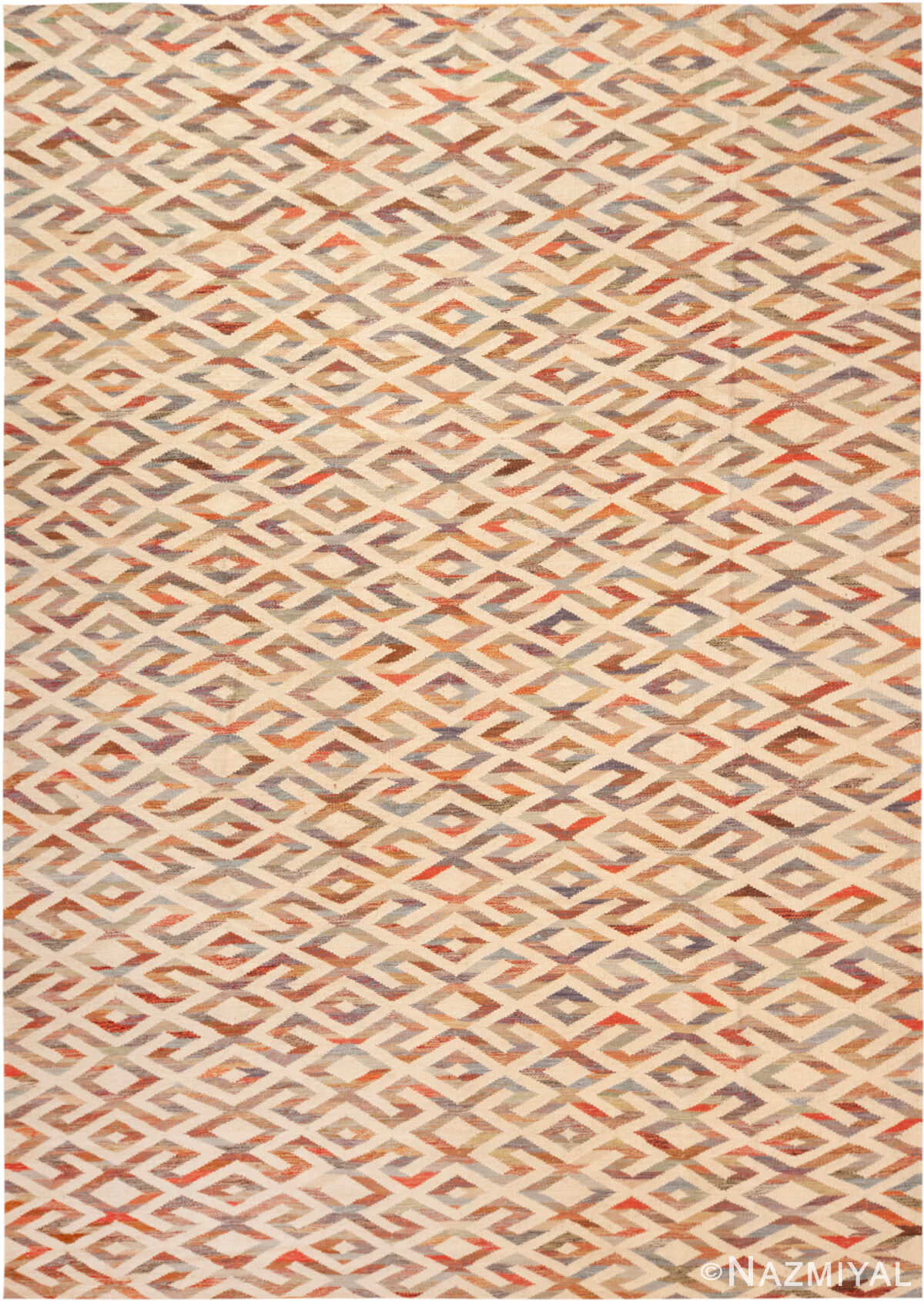 Modern Central Asian Swedish Style Kilim Rug 74070 by Nazmiyal Rugs