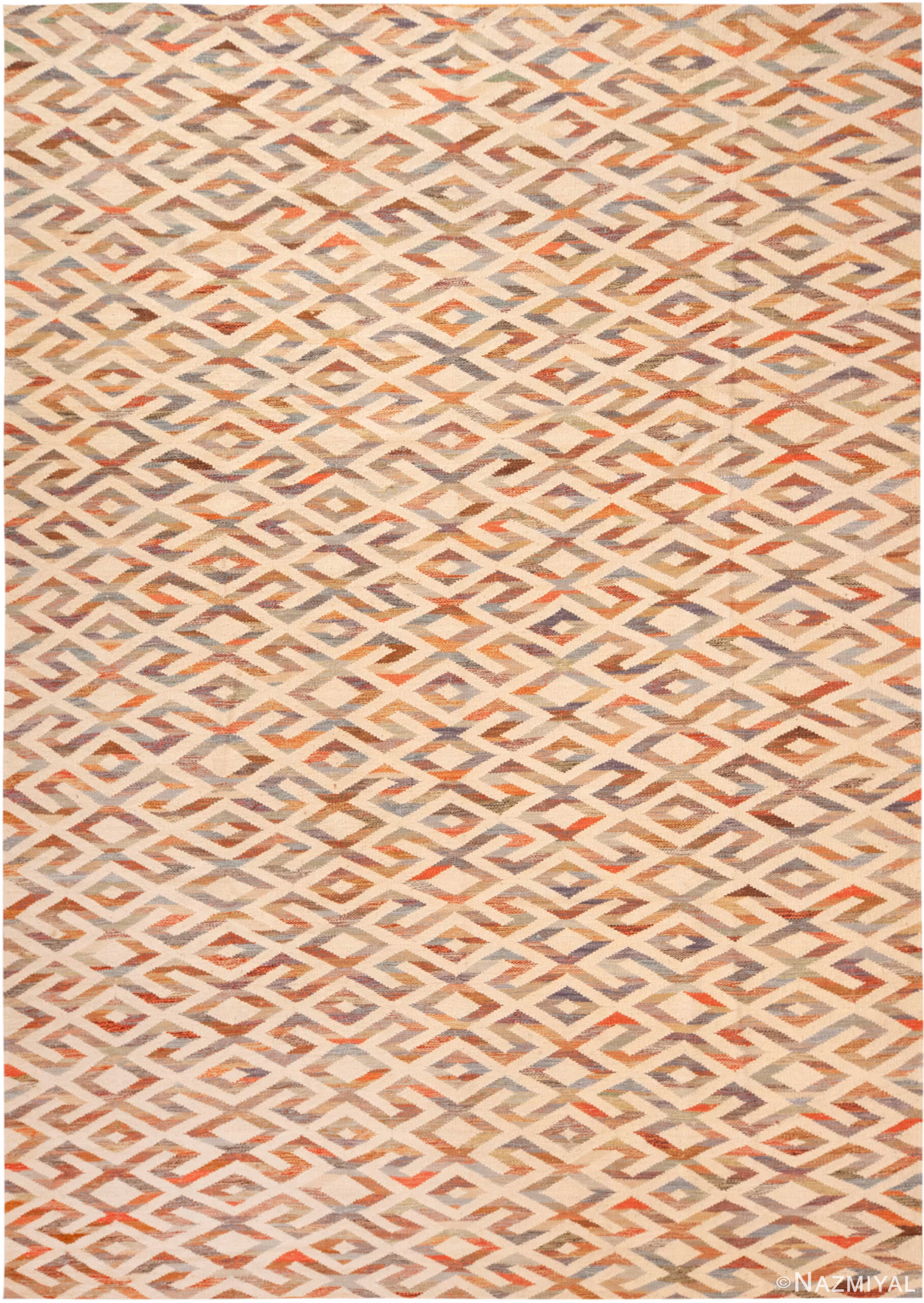 Modern Central Asian Swedish Style Kilim Rug 74070 by Nazmiyal Rugs