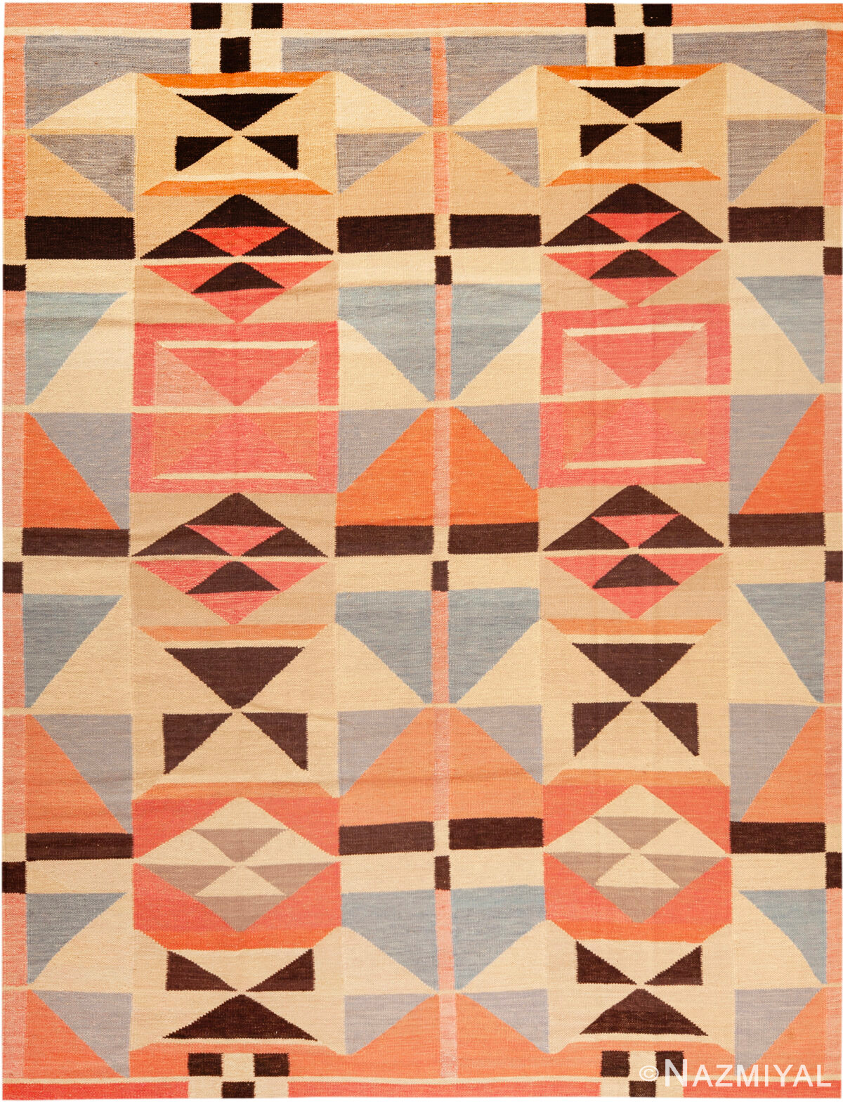 Modern Central Asian Swedish Style Kilim Rug 74071 by Nazmiyal Rugs