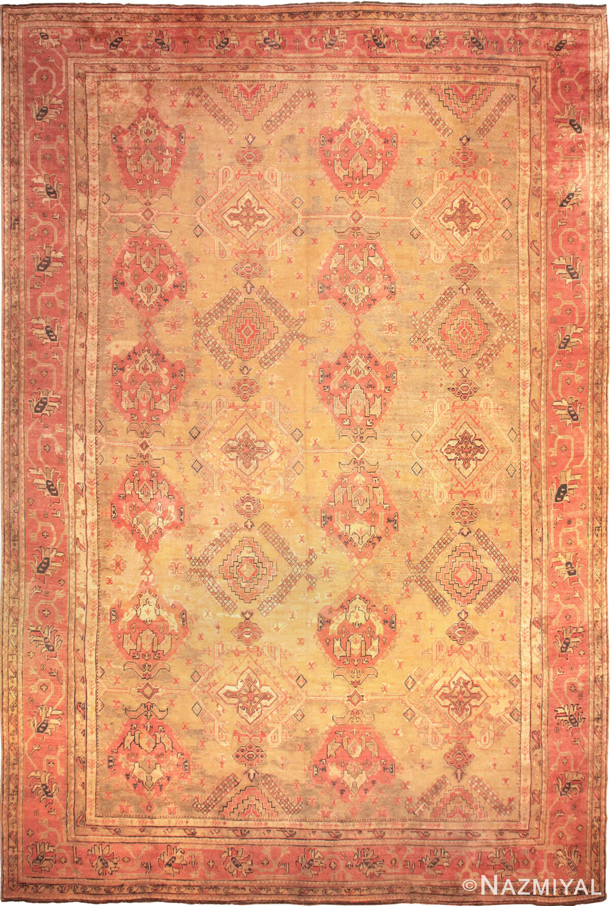 Oversized Antique Turkish Oushak Rug 50199 by Nazmiyal Rugs