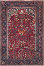 Floral Antique Persian Mohtashem Kashan Prayer Design Rug 72854 by Nazmiyal Antique Rugs
