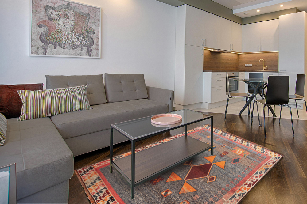 Gabbeh Rug in Living Room with Coffee Table Nazmiyal Rugs