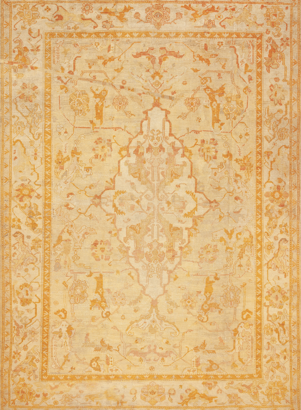 Large Antique Turkish Geometric Oushak Rug 73156 Featured Nazmiyal Rugs