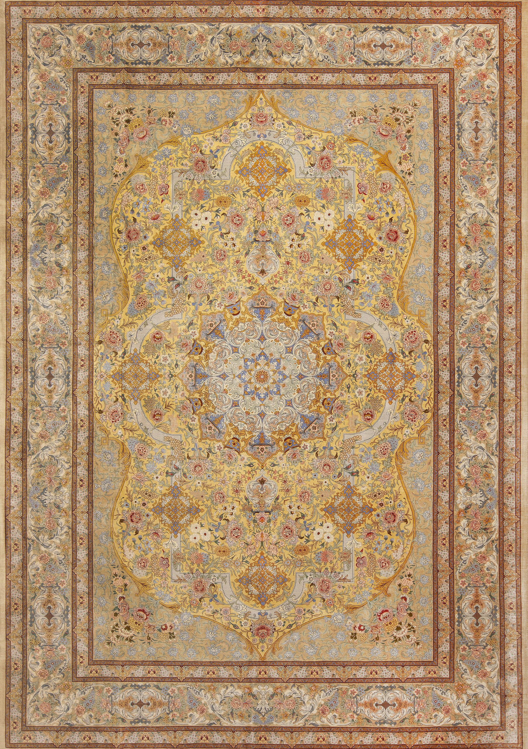 Vintage Persian Silk Qum Rug 72746 Featured Nazmiyal Rugs