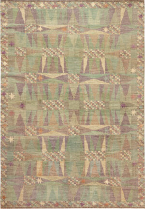 Modern Central Asian Swedish Inspired Rug 74137 by Nazmiyal Rugs