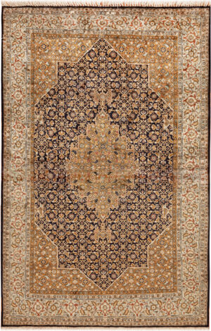 Vintage Persian Silk Qum Rug 95105 by Nazmiyal Rugs