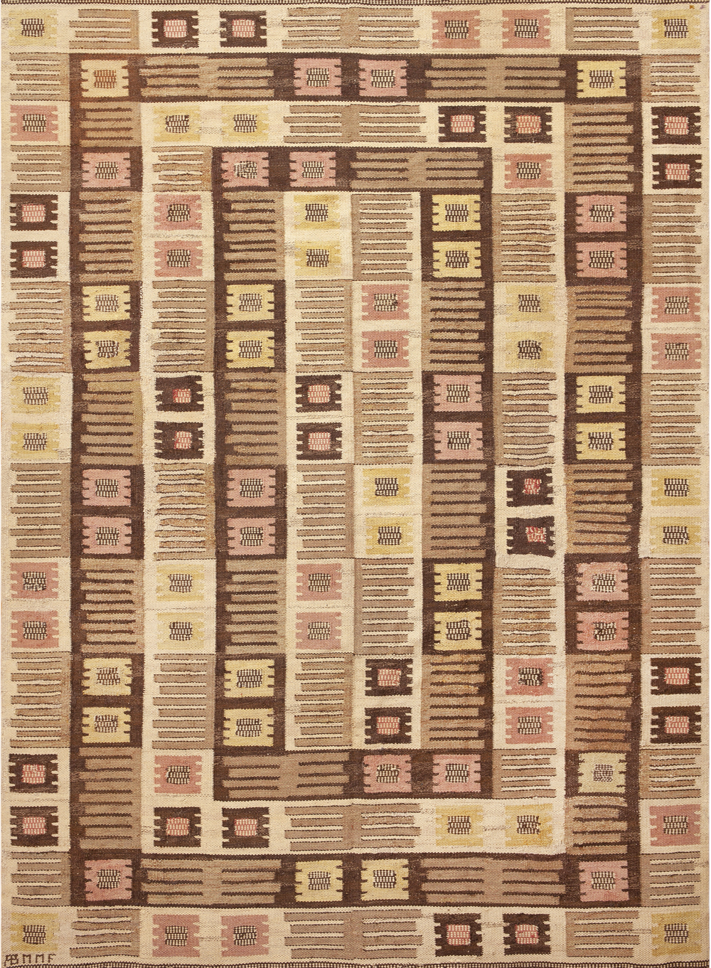 Vintage Scandinavian Swedish Marta Maas Kilim Rug 73591 Featured Nazmiyal Rugs