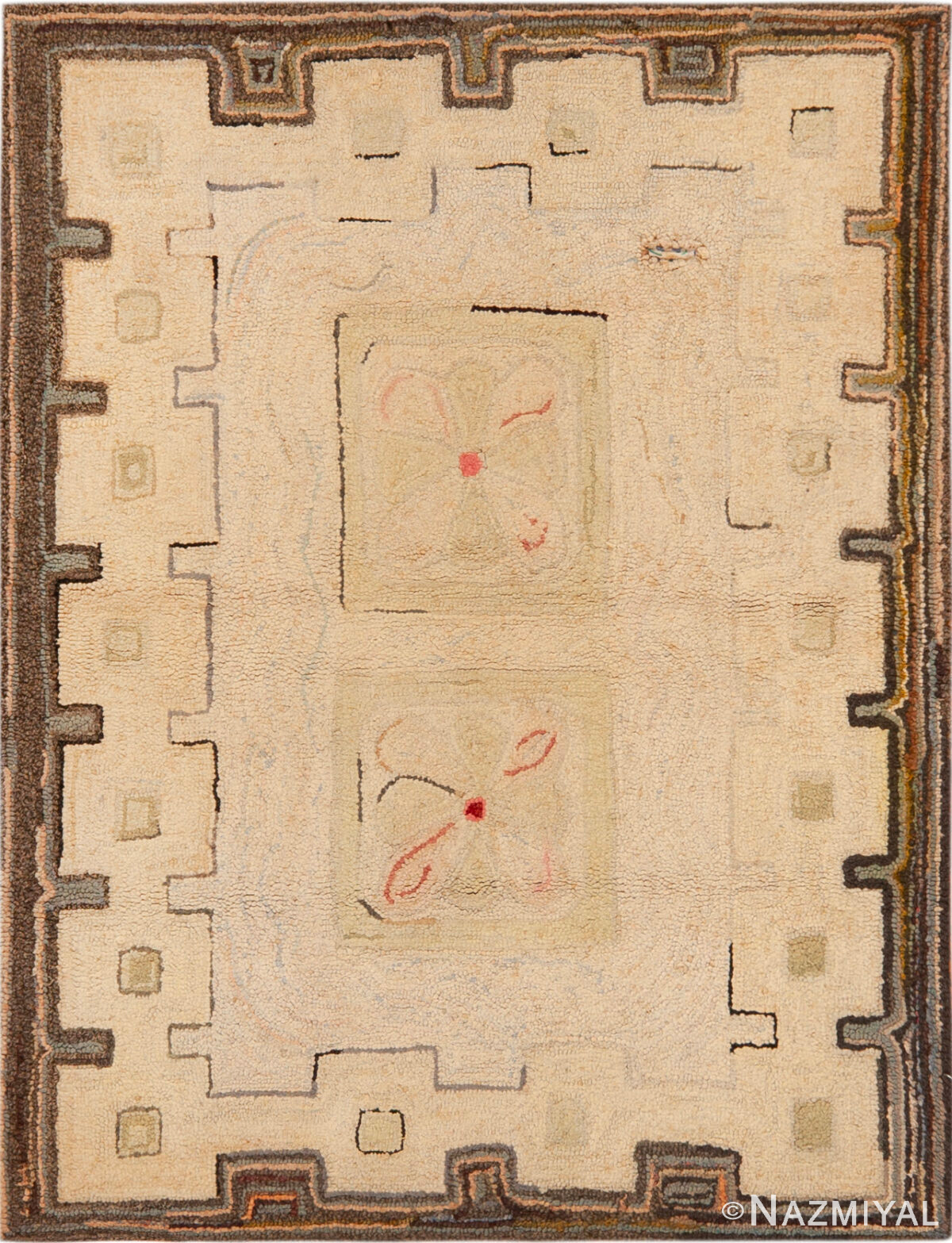 Antique American Hooked Rug 74142 by Nazmiyal Rugs