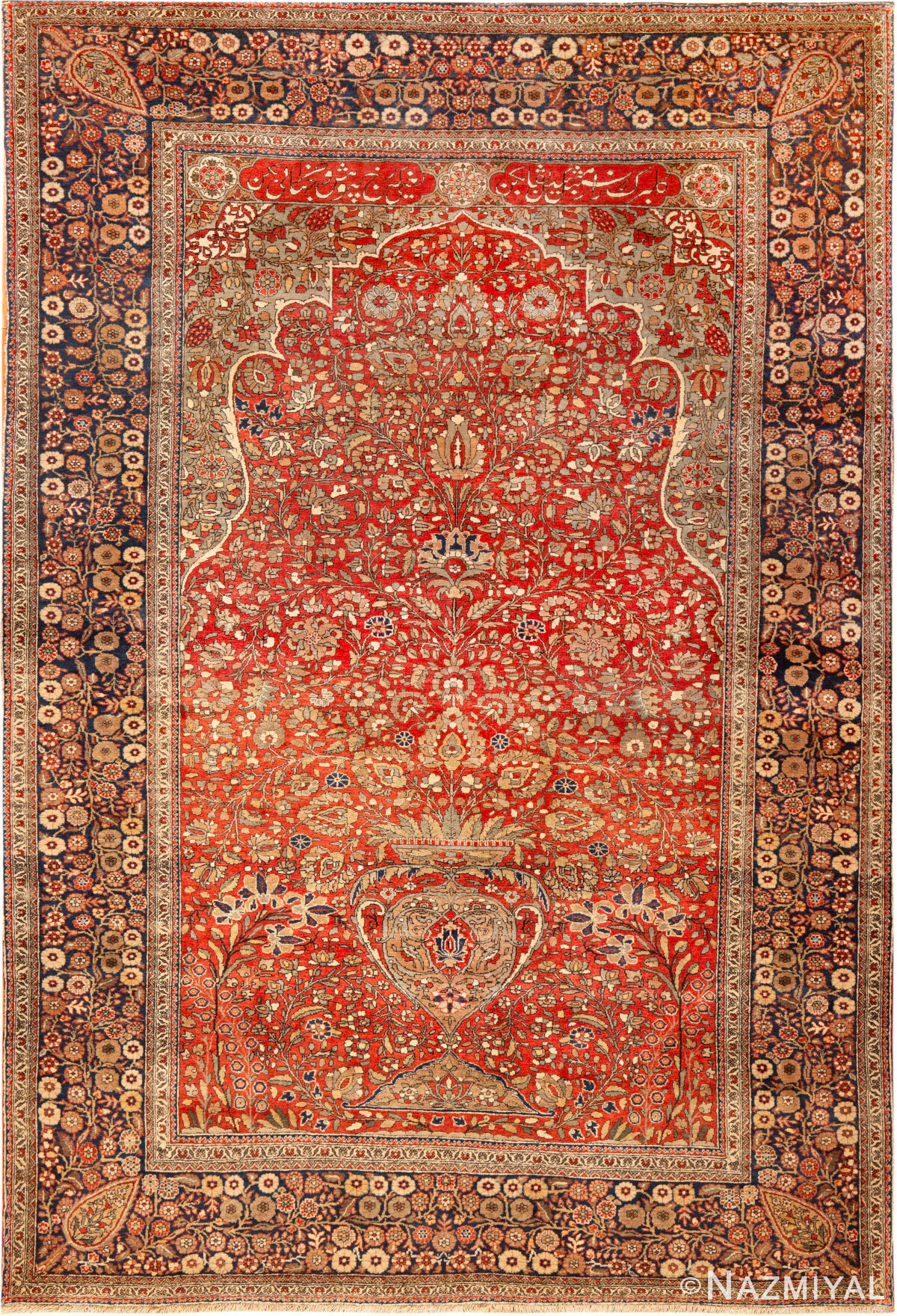 Antique Persian Mohtashem Kashan Rug 95078 by Nazmiyal Rugs