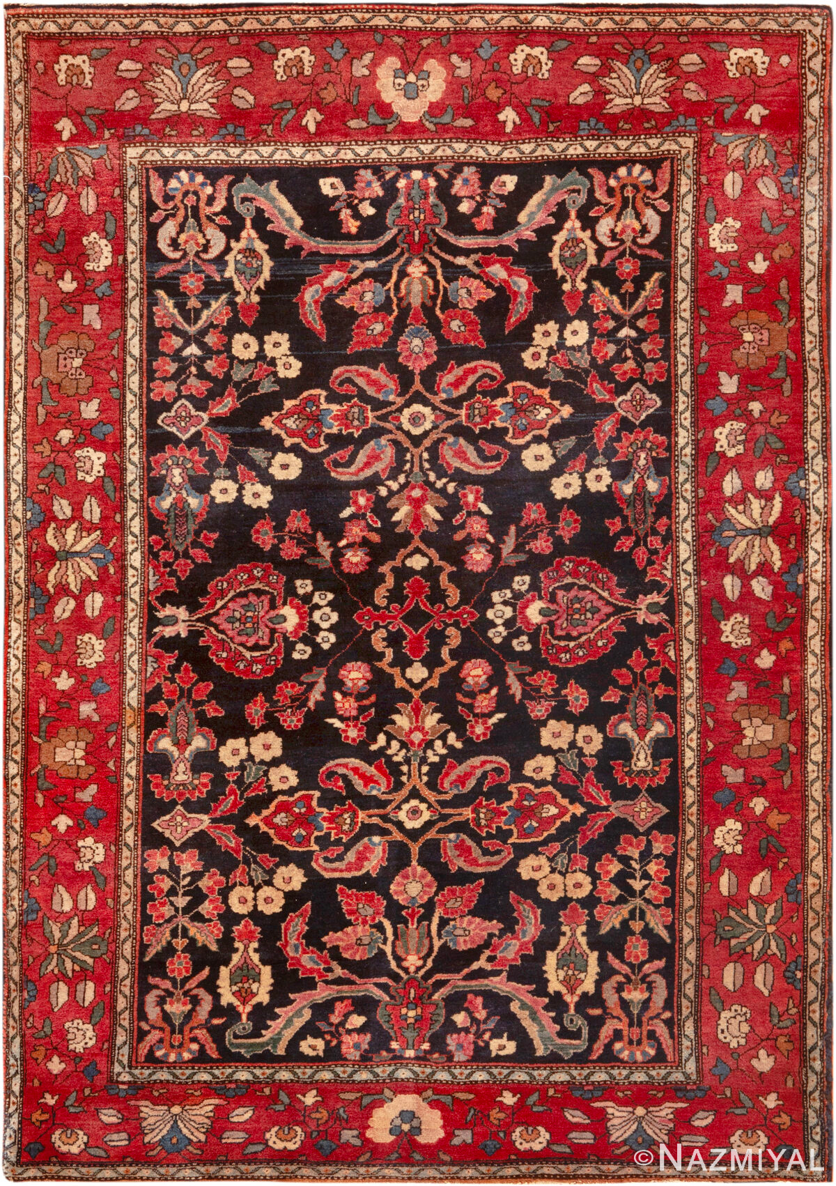 Antique Persian Sarouk Mehajeran Rug 95071 by Nazmiyal Rugs