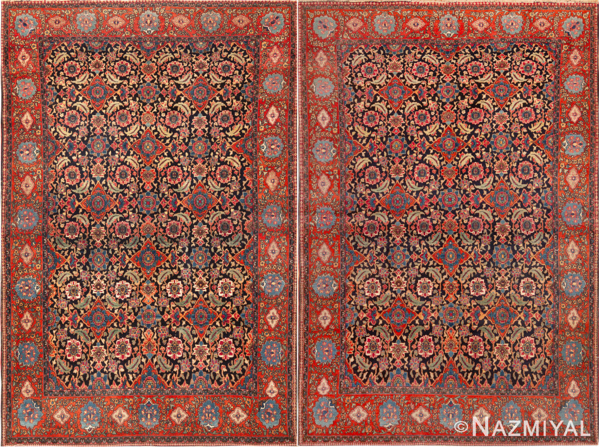 Antique Persian Tehran Rug Pair 95079-80 by Nazmiyal Rugs