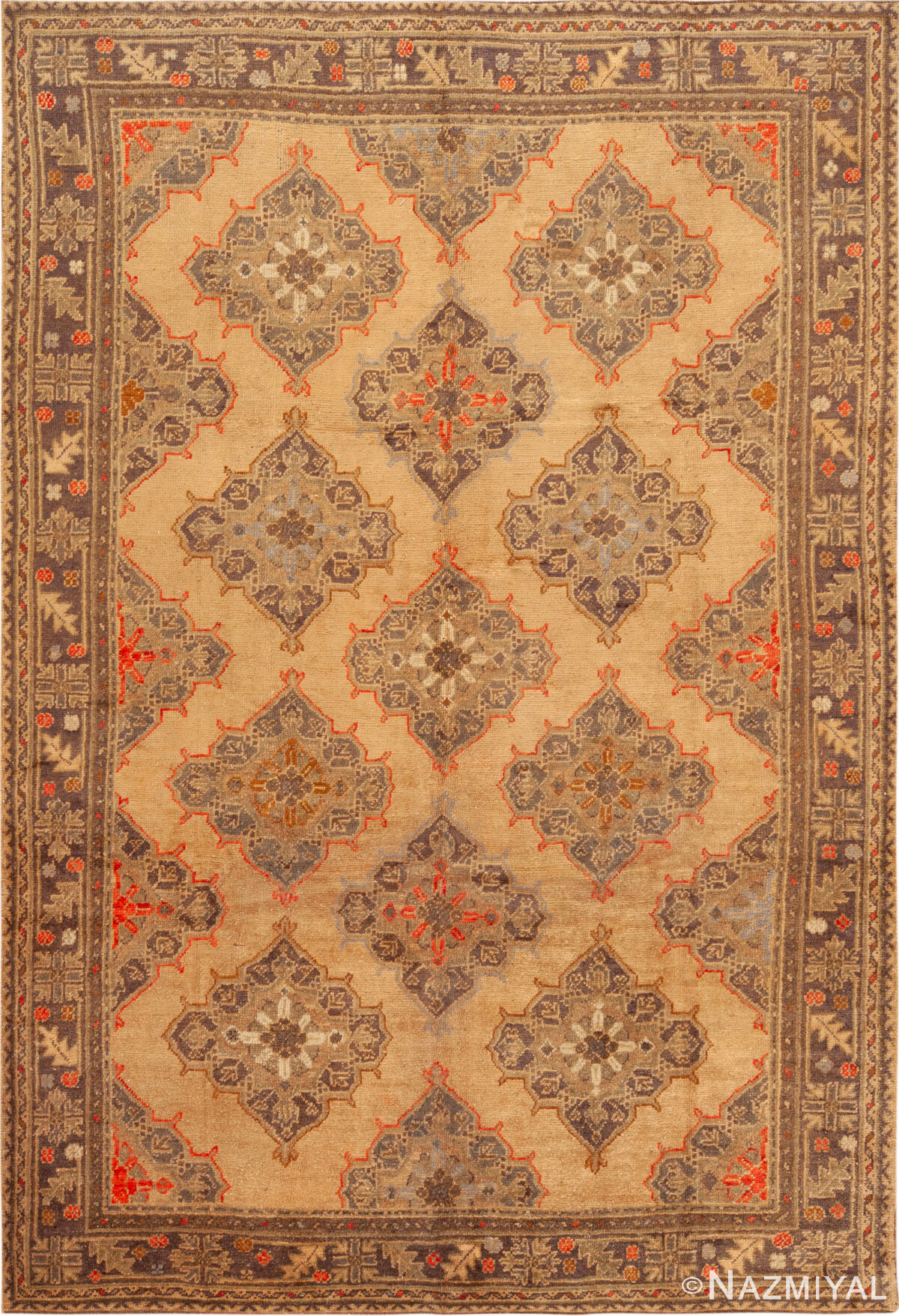 Antique Turkish Oushak Rug 74160 by Nazmiyal Rugs