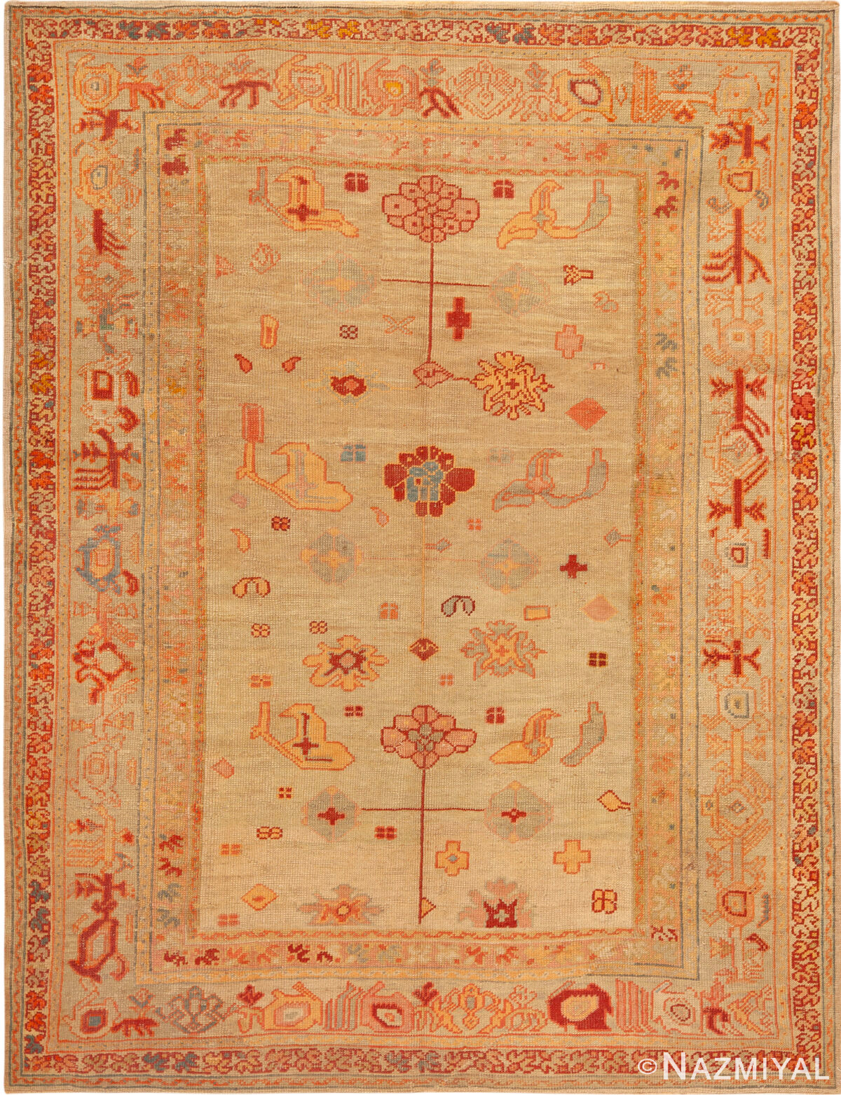 Antique Turkish Oushak Rug 74164 by Nazmiyal Rugs
