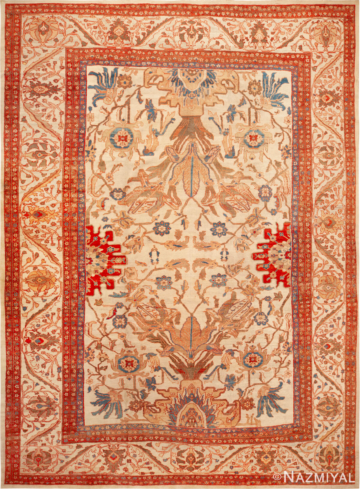 Large Antique Persian Sultanabad Rug 74109 Nazmiyal Rugs
