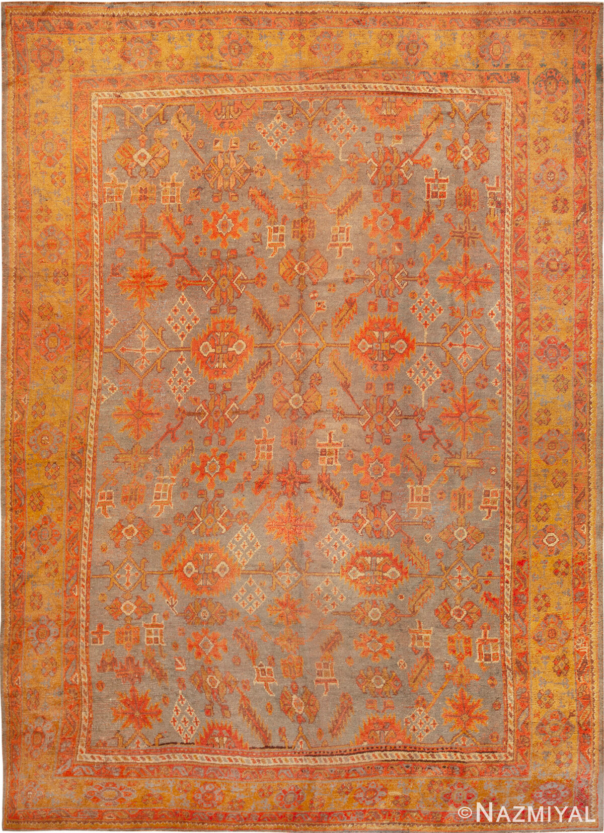 Large Antique Turkish Oushak Rug 74159 by Nazmiyal Rugs