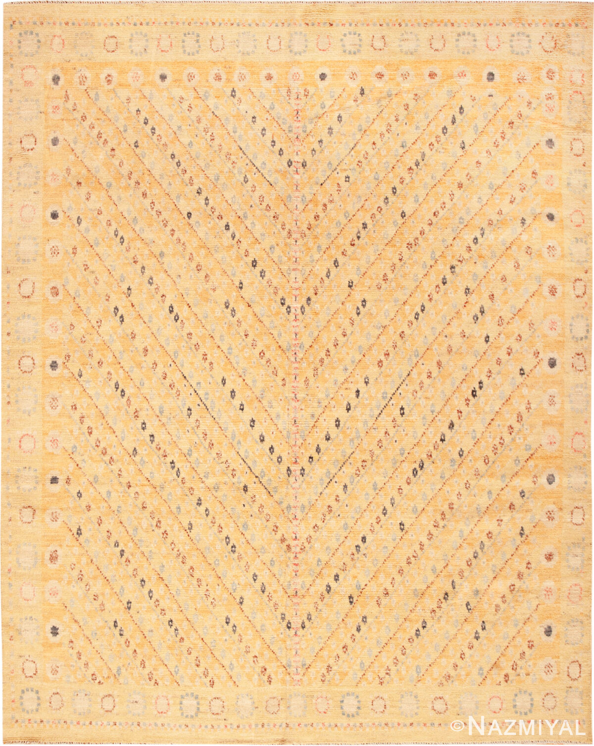 Modern Central Asian Swedish Inspired Rug 74134 by Nazmiyal Rugs