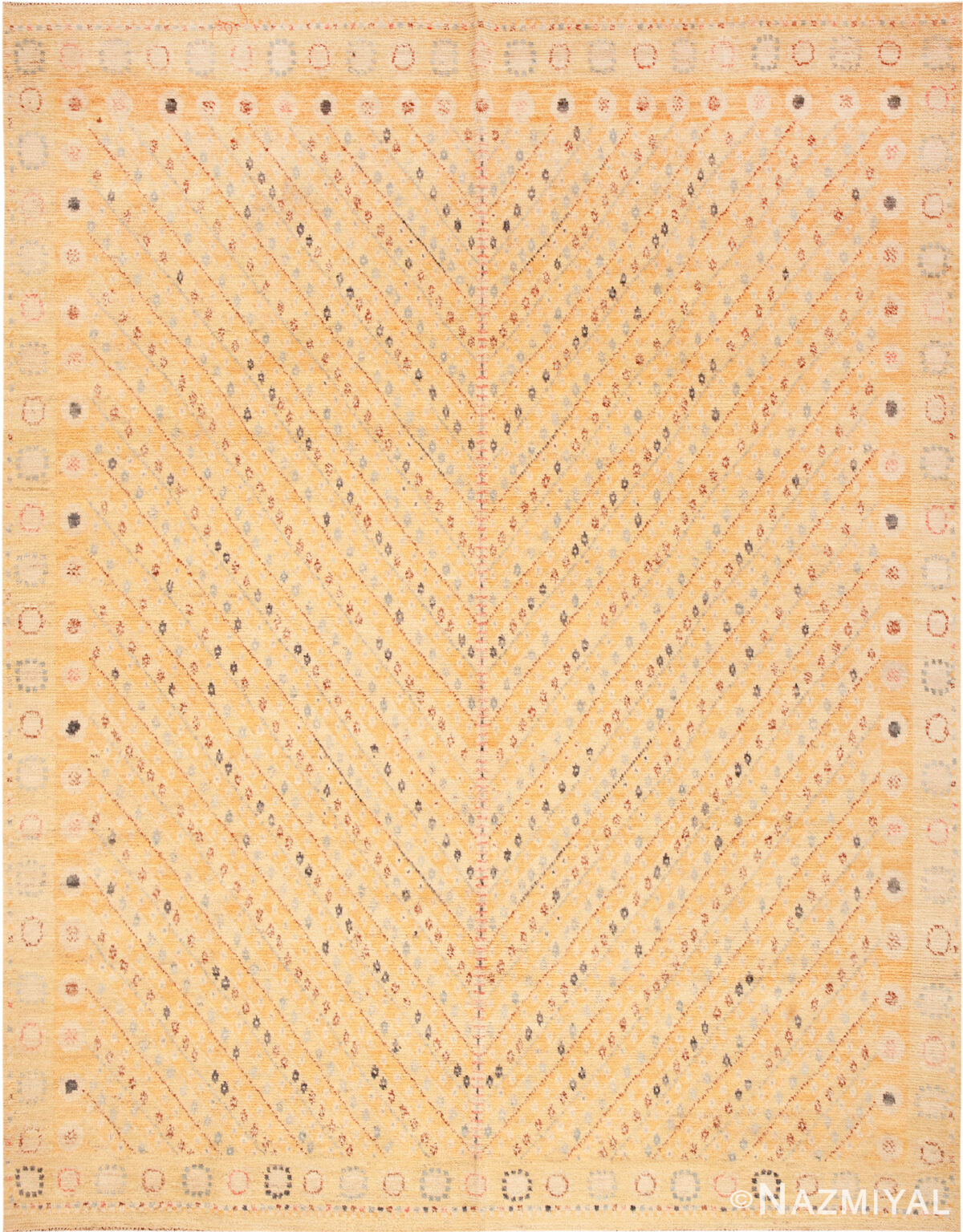 Modern Central Asian Swedish Inspired Rug 74135 by Nazmiyal Rugs