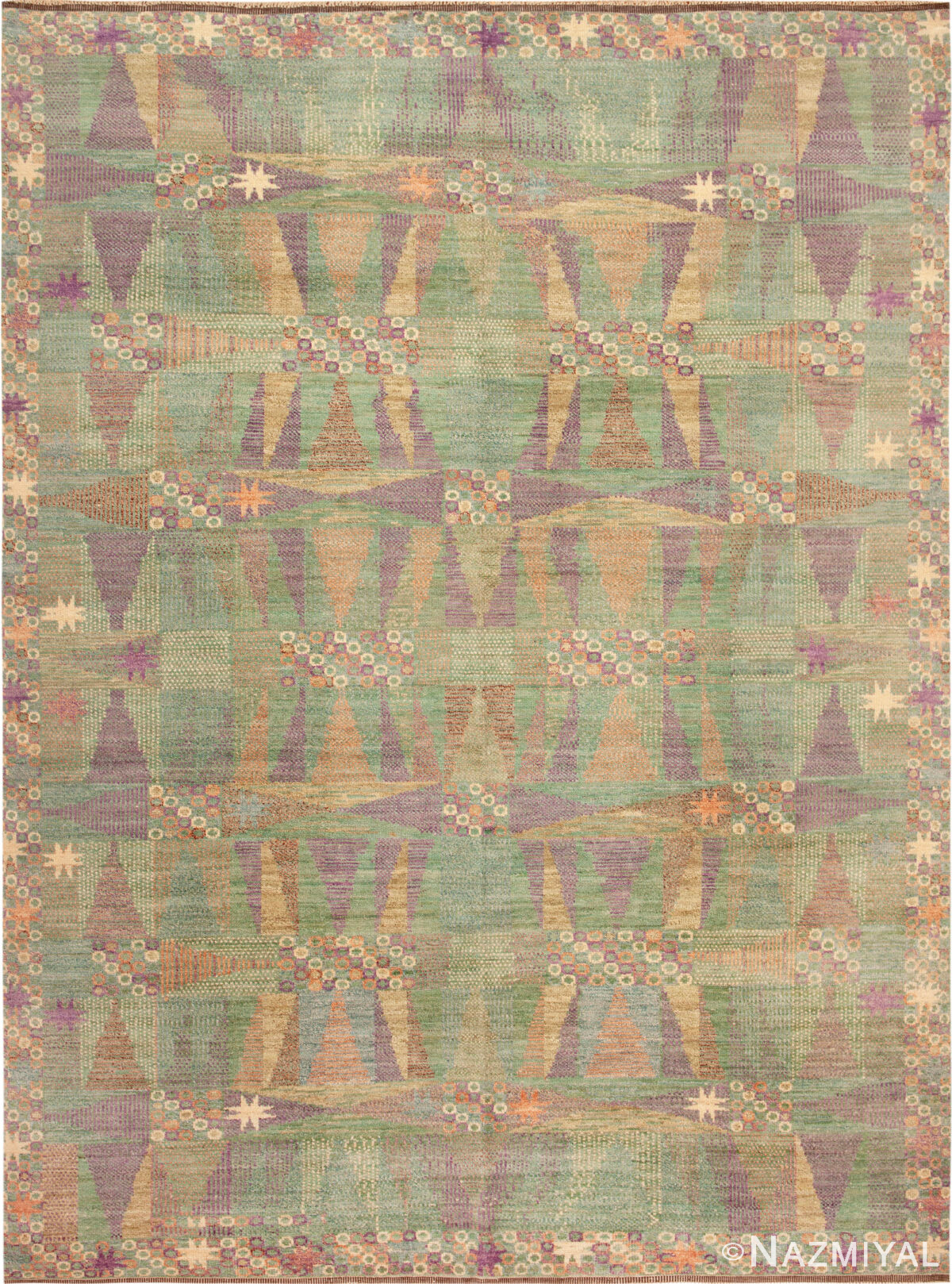 Modern Central Asian Swedish Inspired Rug 74136 by Nazmiyal Rugs