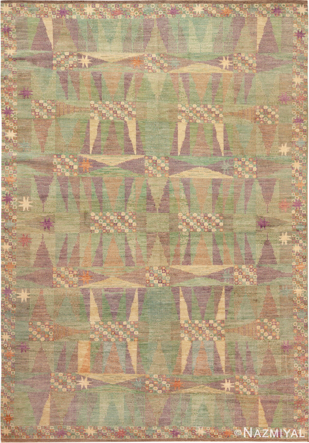 Modern Central Asian Swedish Inspired Rug 74137 by Nazmiyal Rugs