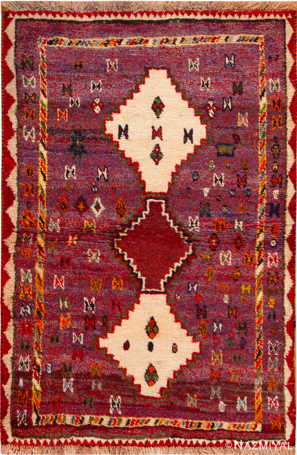 Vintage Persian Gabbeh Rug 74112 by Nazmiyal Rugs