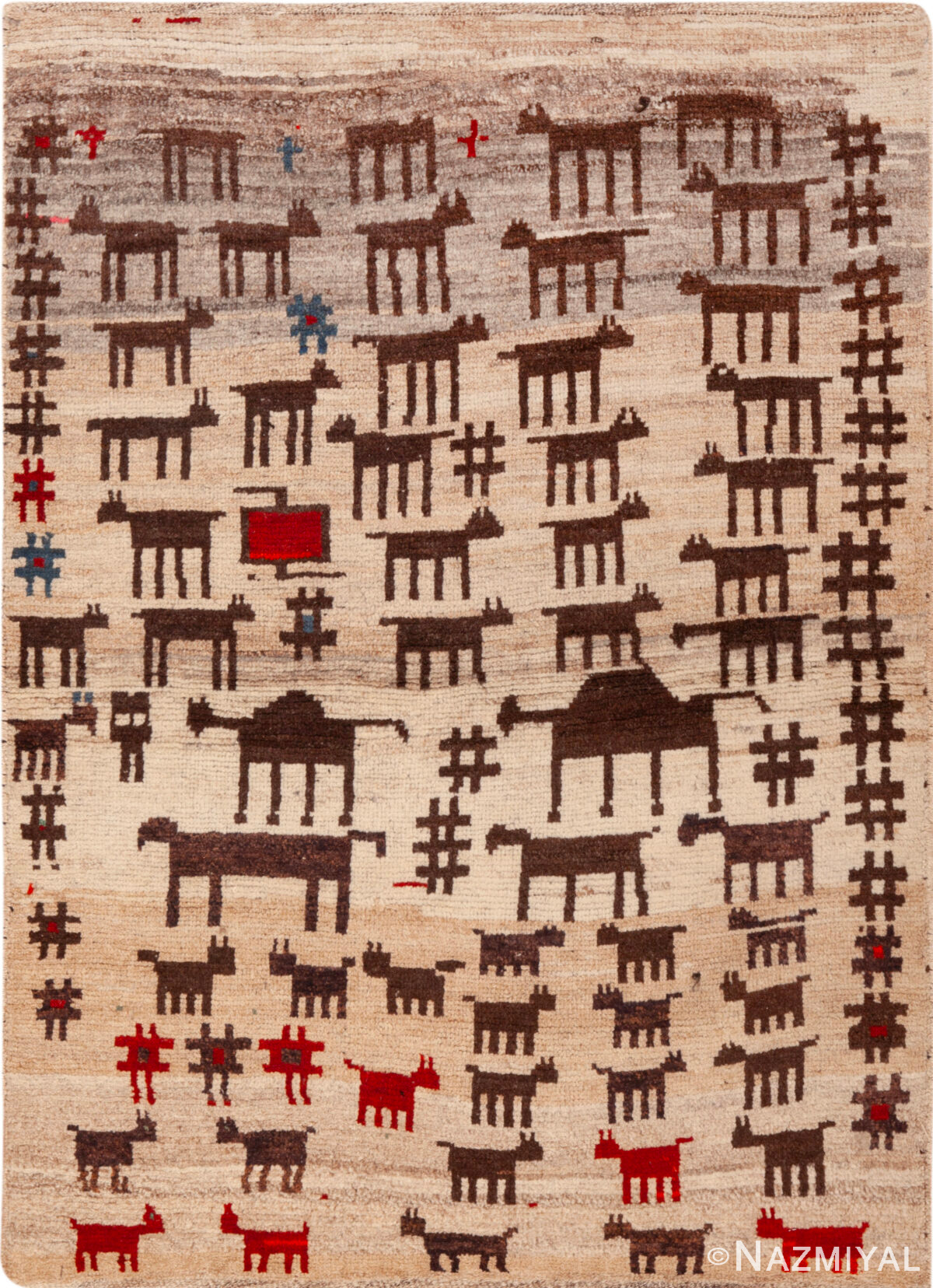 Vintage Persian Gabbeh Rug 74114 by Nazmiyal Rugs