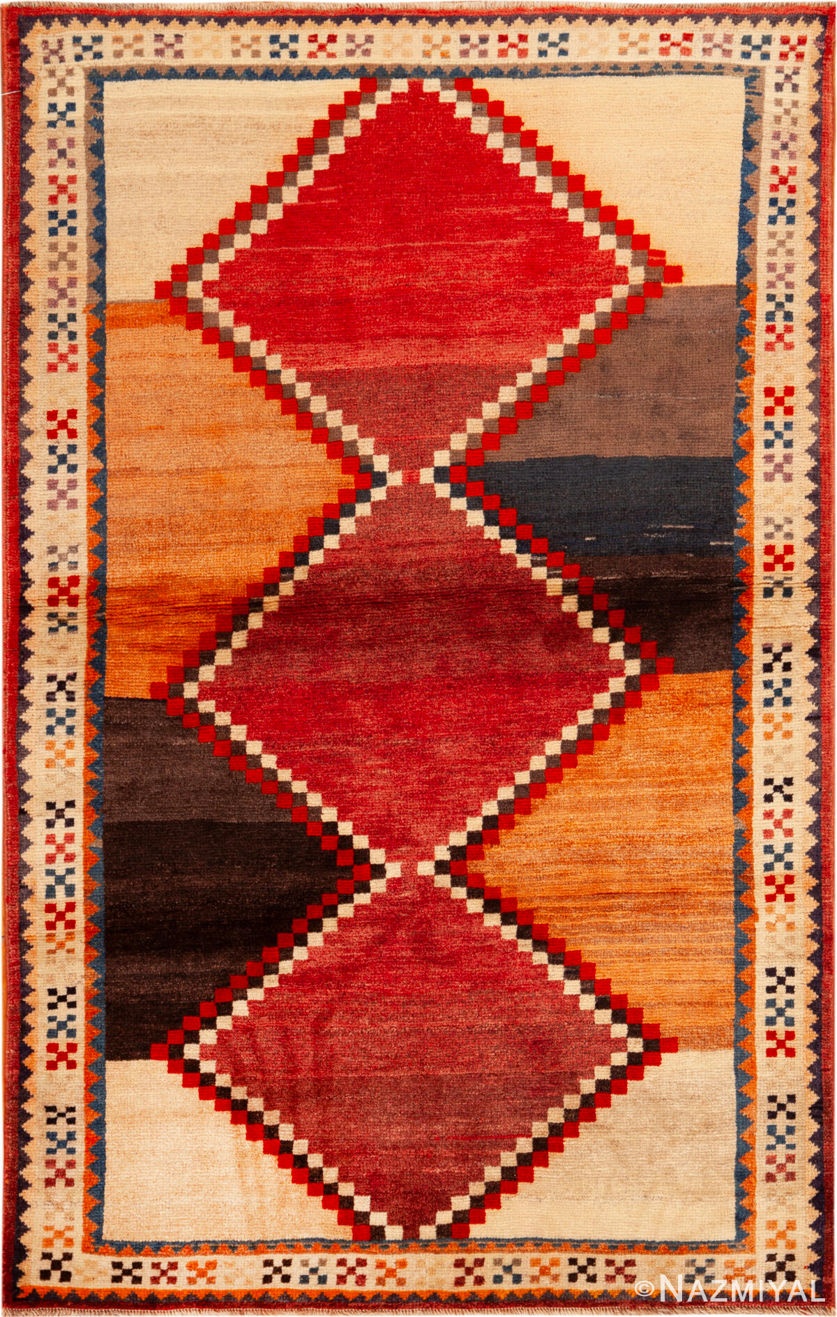 Vintage Persian Gabbeh Rug 74120 by Nazmiyal Rugs