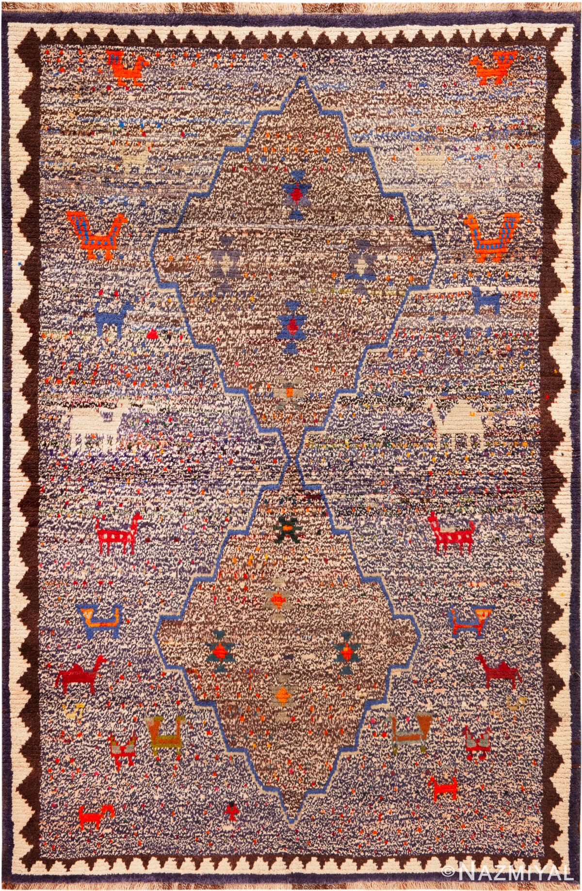 Vintage Persian Gabbeh Rug 74123 by Nazmiyal Rugs
