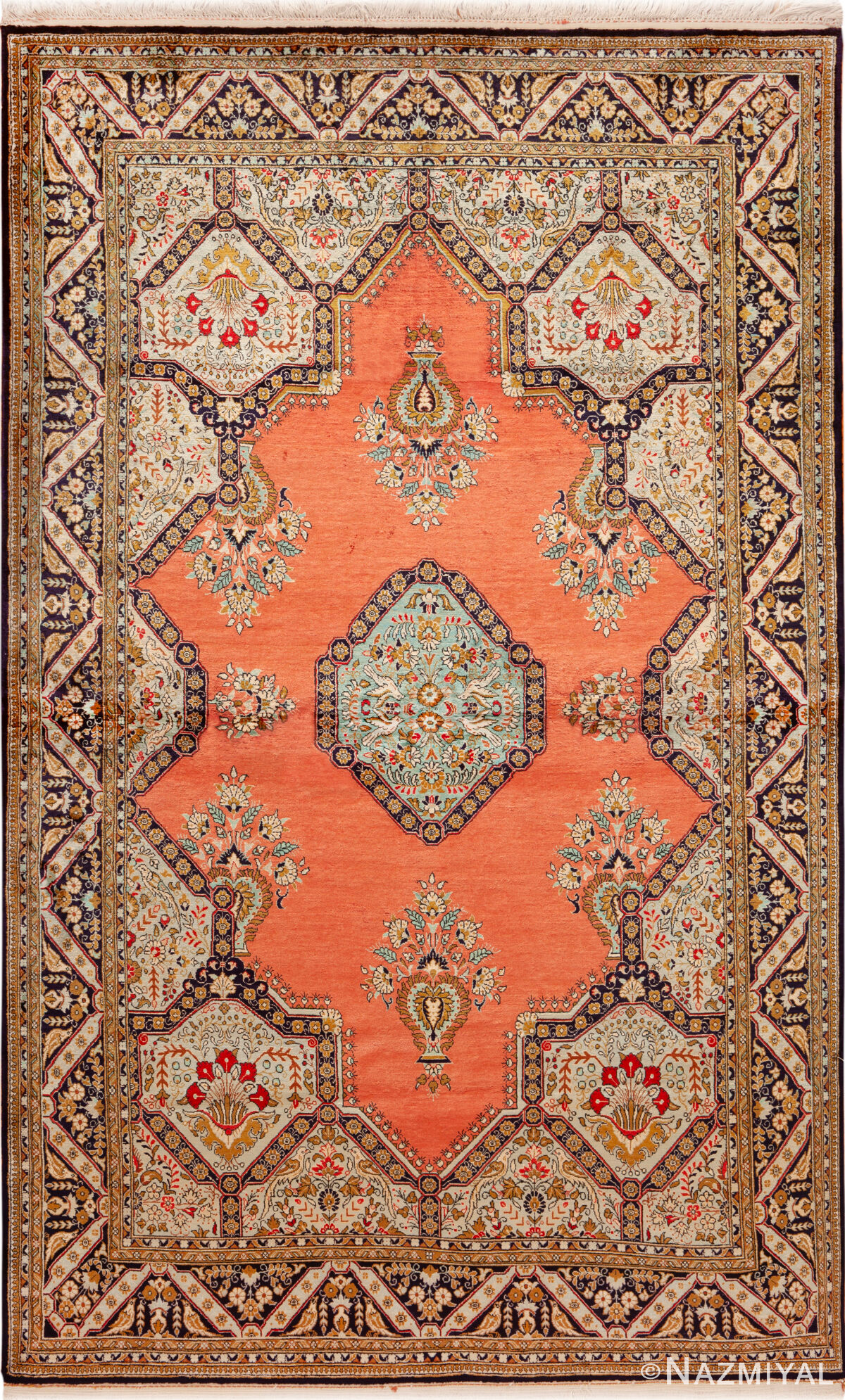 Vintage Persian Silk Qum Rug 95052 by Nazmiyal Rugs