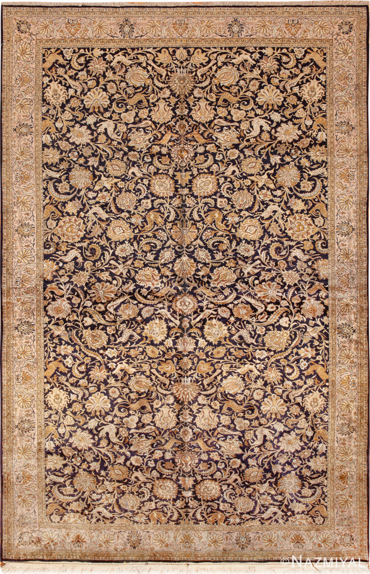 Vintage Persian Silk Qum Rug 95091 by Nazmiyal Rugs