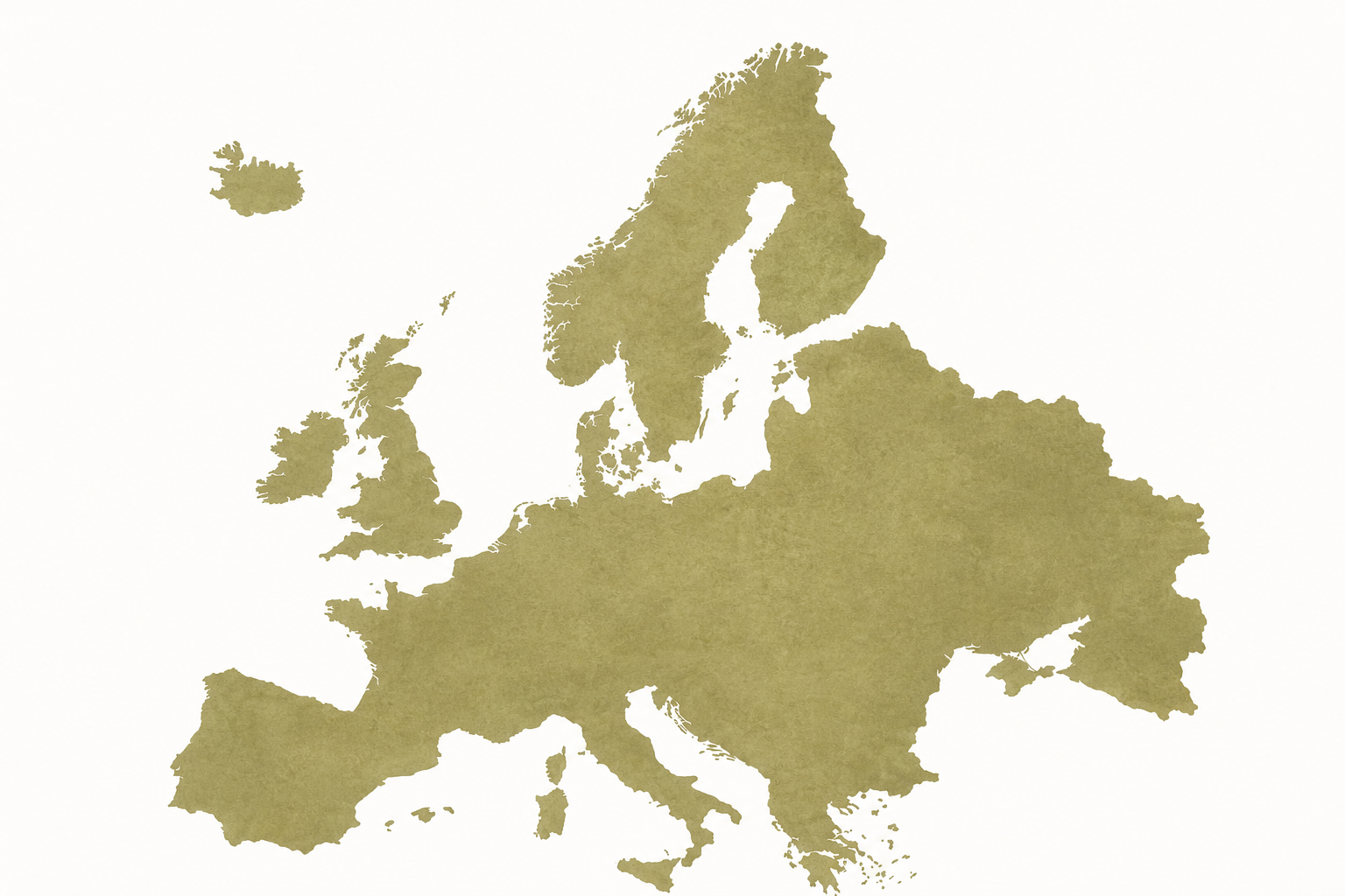 Map illustration of Europe in muted olive tones