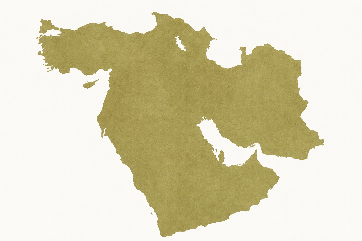 Map illustration of the Middle East in muted olive tones