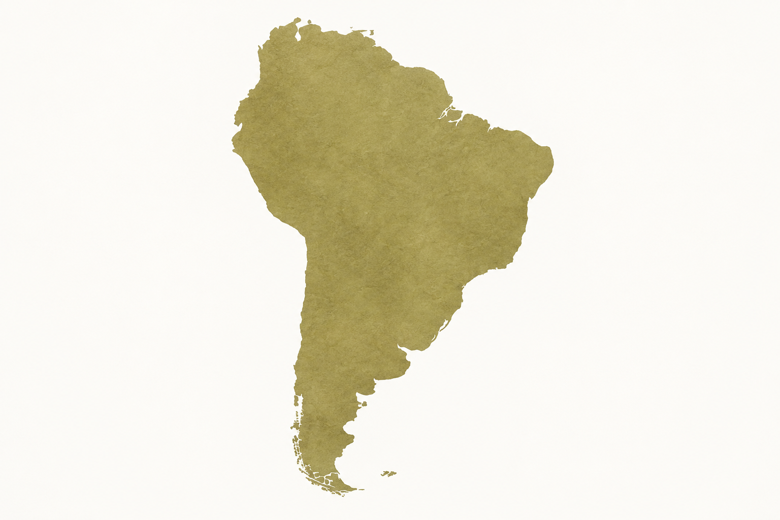 Map illustration of South America in muted olive tones