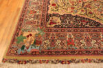 Fringe on Large Vintage Persian Silk and Wool Tabriz Rug 74077 by Nazmiyal Rugs